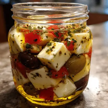 Tarro de Queso y Aceitunas Marinado