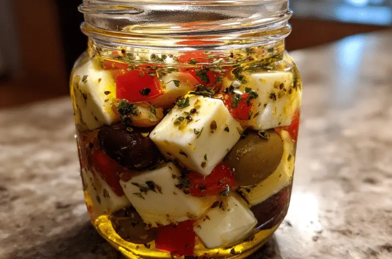 Tarro de Queso y Aceitunas Marinado